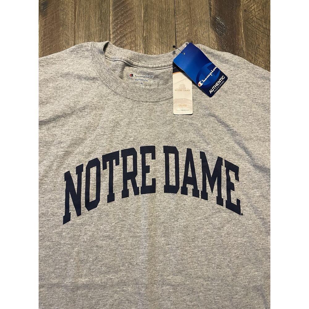 Notre Dame Fighting Irish Champion Spell Out T-Shirt (XL) New w/ Tags! Gray - Picture 4 of 10